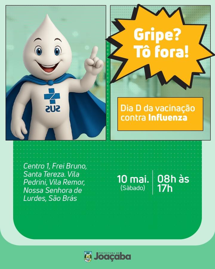 Mais um Dia D de Vacinação contra a Gripe acontece neste sábado (10) em Joaçaba