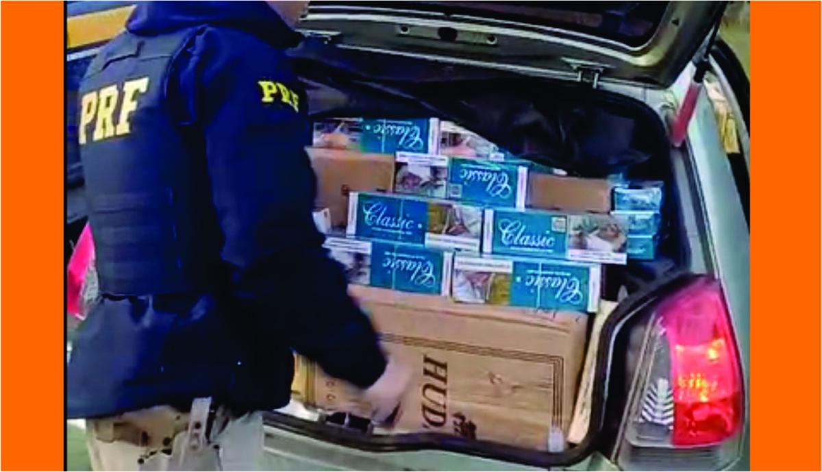 PRF apreende + de 12 mil maços de cigarro contrabandeado na BR-282