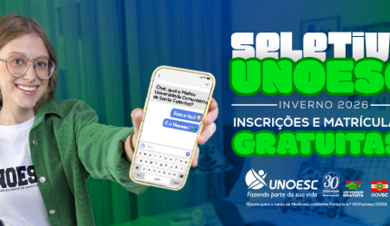 Seletivo Unoesc abre inscrições para o segundo semestre de 2026
